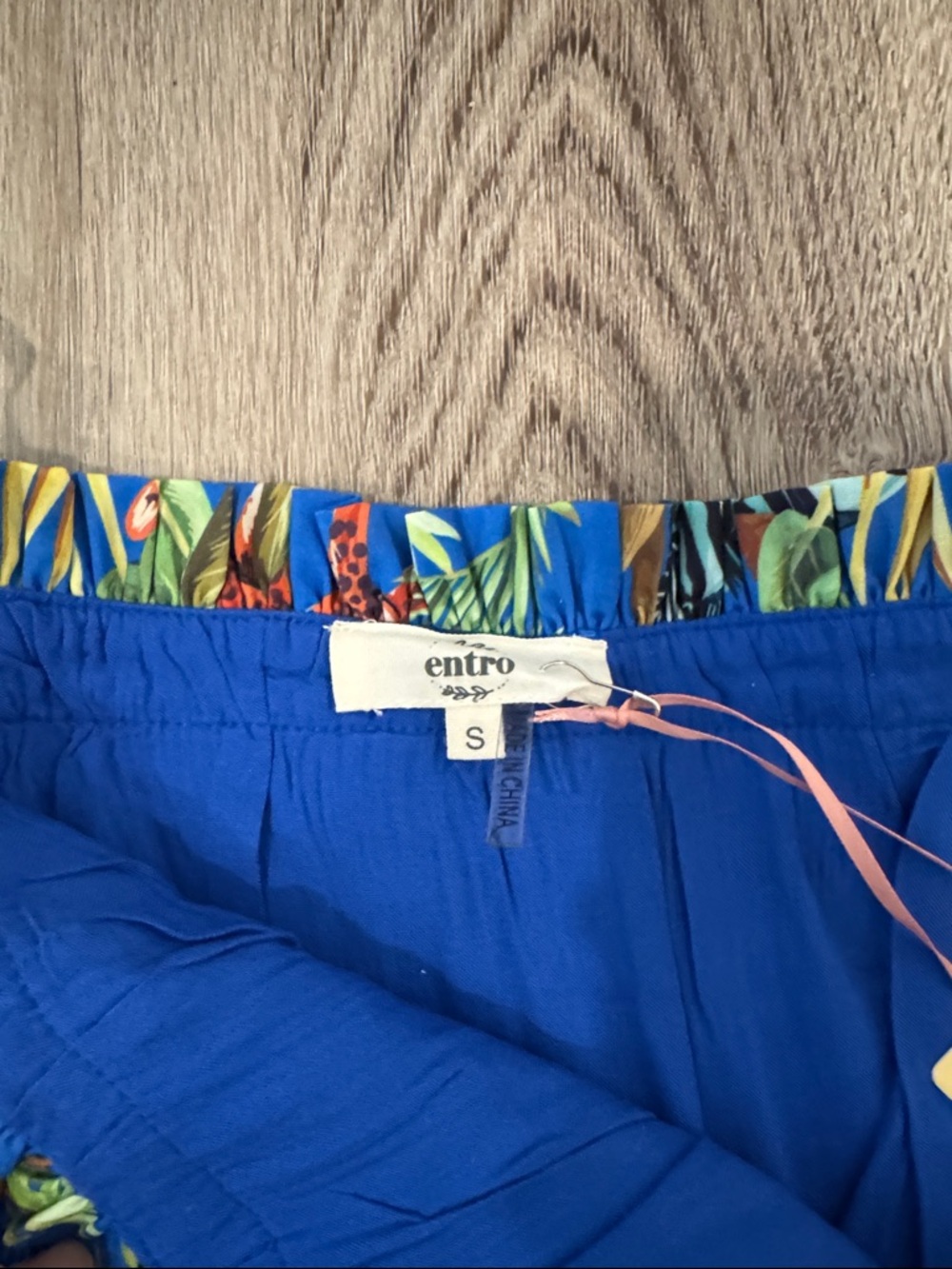 entro Blue Tropical Floral Pleated Skirt with Pink Peach Lime Trim - Picture 2 of 4